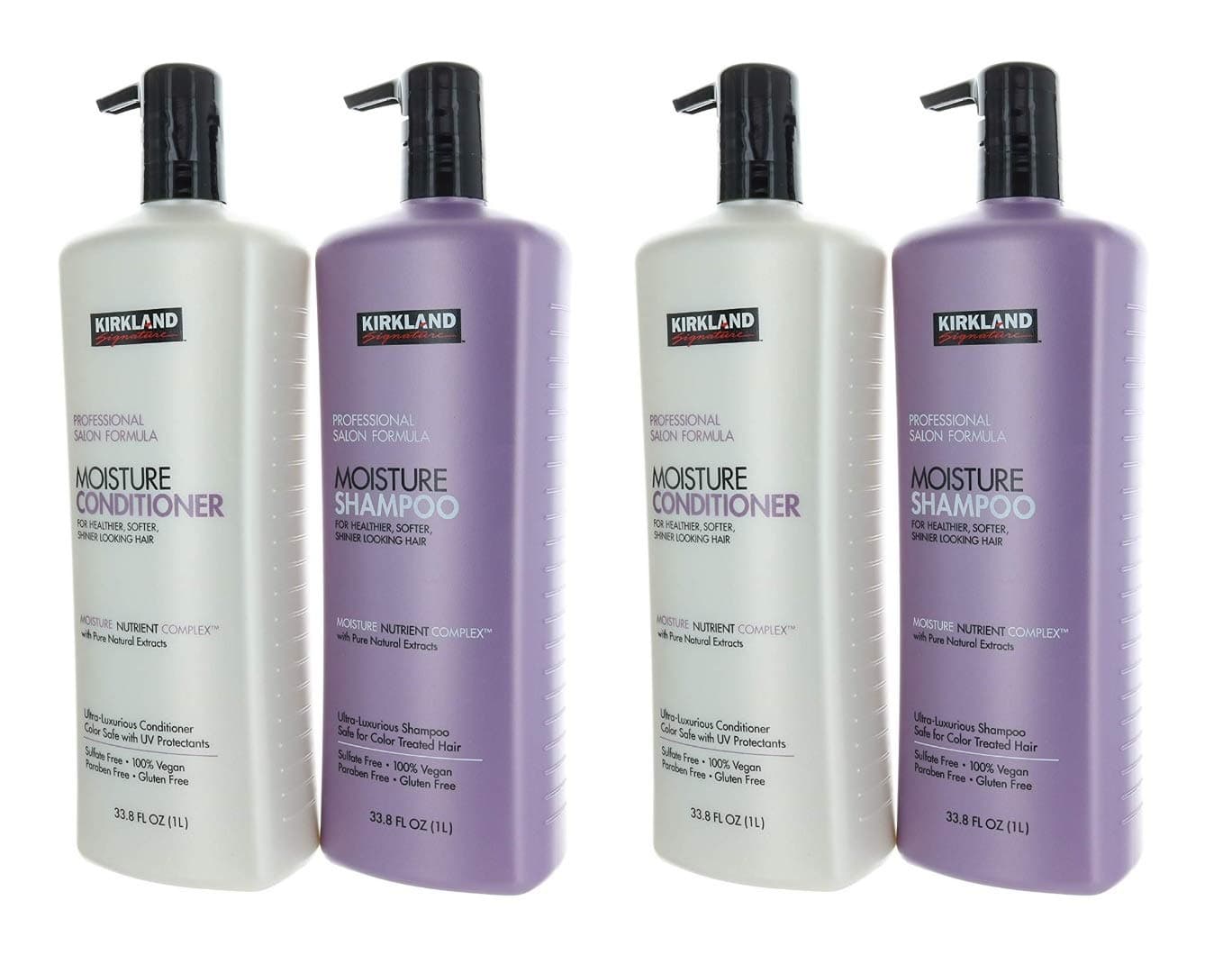 Kirkland Signature Professional Salon Formula Shampoo & Conditioner Bundle- Includes Two Salon Formula Moisture Shampoo (33.8 Fl. Oz Each) and Two ...