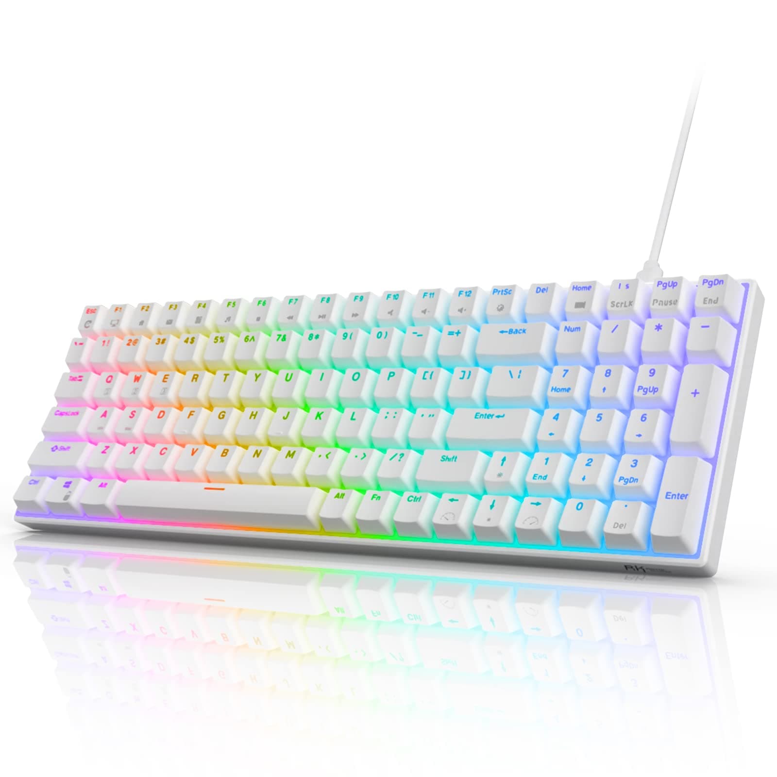 RK ROYAL KLUDGE RK100 2.4G Wireless/Bluetooth/Wired RGB Mechanical Keyboard, 100 Keys 3 Modes Connectable Hot Swappable White Switch Gaming Keyboar...