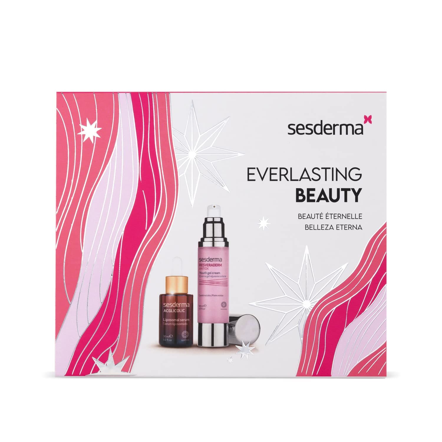 Sesderma EVERLASTING BEAUTY Promo Pack ACGLICOLIC Serum 1.0 fl. Oz + RESVERADERM ANTIOX Gel Cream 1.7 fl. Oz, 2.7 fl. oz.