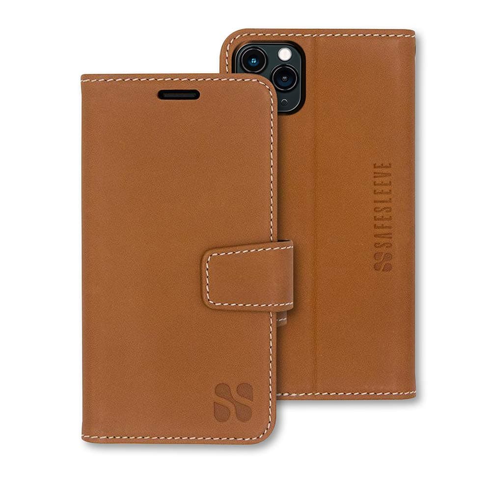 SafeSleeve EMF Protection Anti Radiation iPhone Case: iPhone 11 Pro Max RFID EMF Blocking Wallet Cell Phone Case (Genuine Leather)