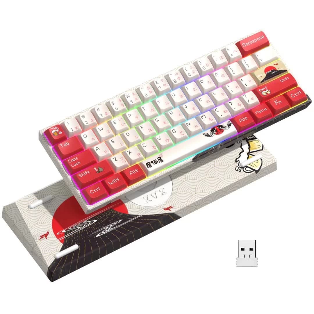 HITIME XVX M61 60% Mechanical Keyboard Wireless, Ultra-Compact 2.4G Rechargeable Gaming Keyboard, RGB Backlit Ergonomic Keyboard for Windows Mac PC...