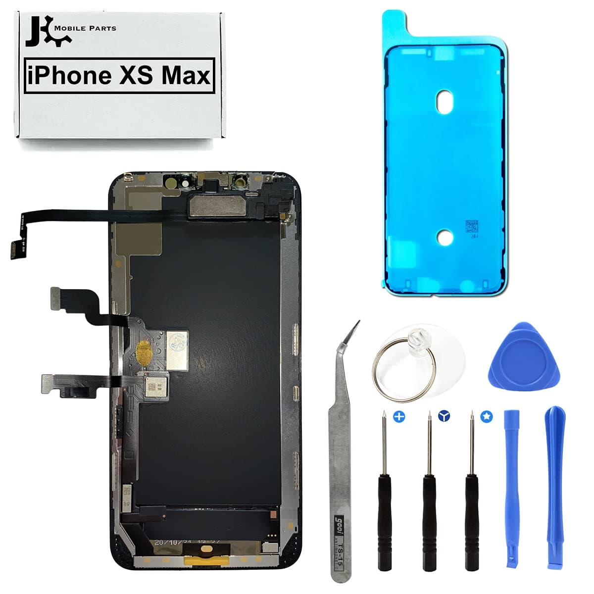 JC Mobile Parts Full Screen Replacement OLED 3D Touch Assembly with Pre-Installed Ear Speaker and Proximity Sensor with Frame Adhesive and Repair T...