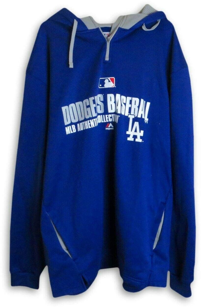 Chone Figgins 2014 Player Worn Dodgers Hoodie Fleece Team Issue L EK648014 - Game Used MLB Jackets