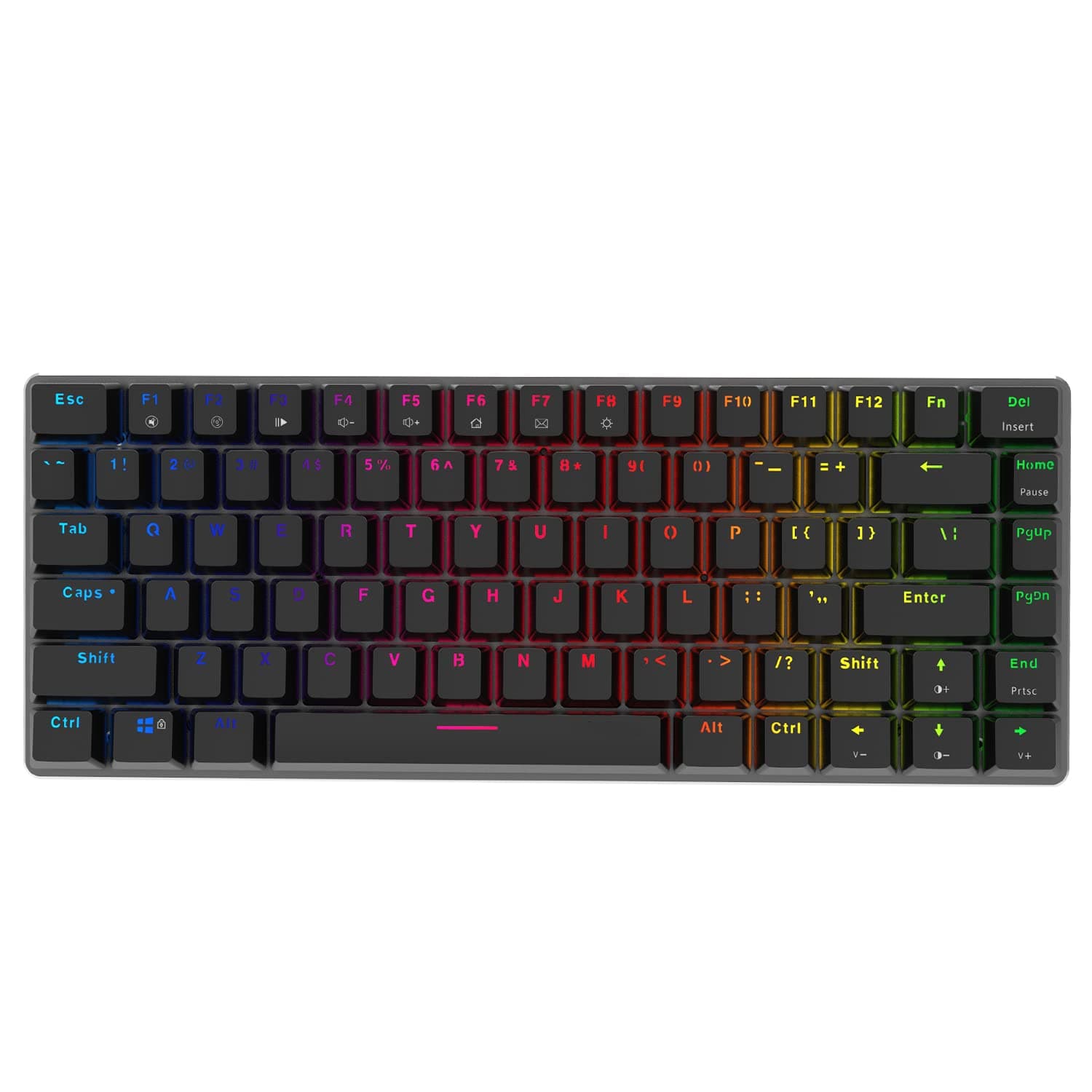 FIRSTBLOOD ONLY GAME. AK33 Geek RGB Mechanical Keyboard, 82 Keys Layout, Black Switches, LED Backlit, Aluminum Portable Wired Gaming Keyboard, Plug...
