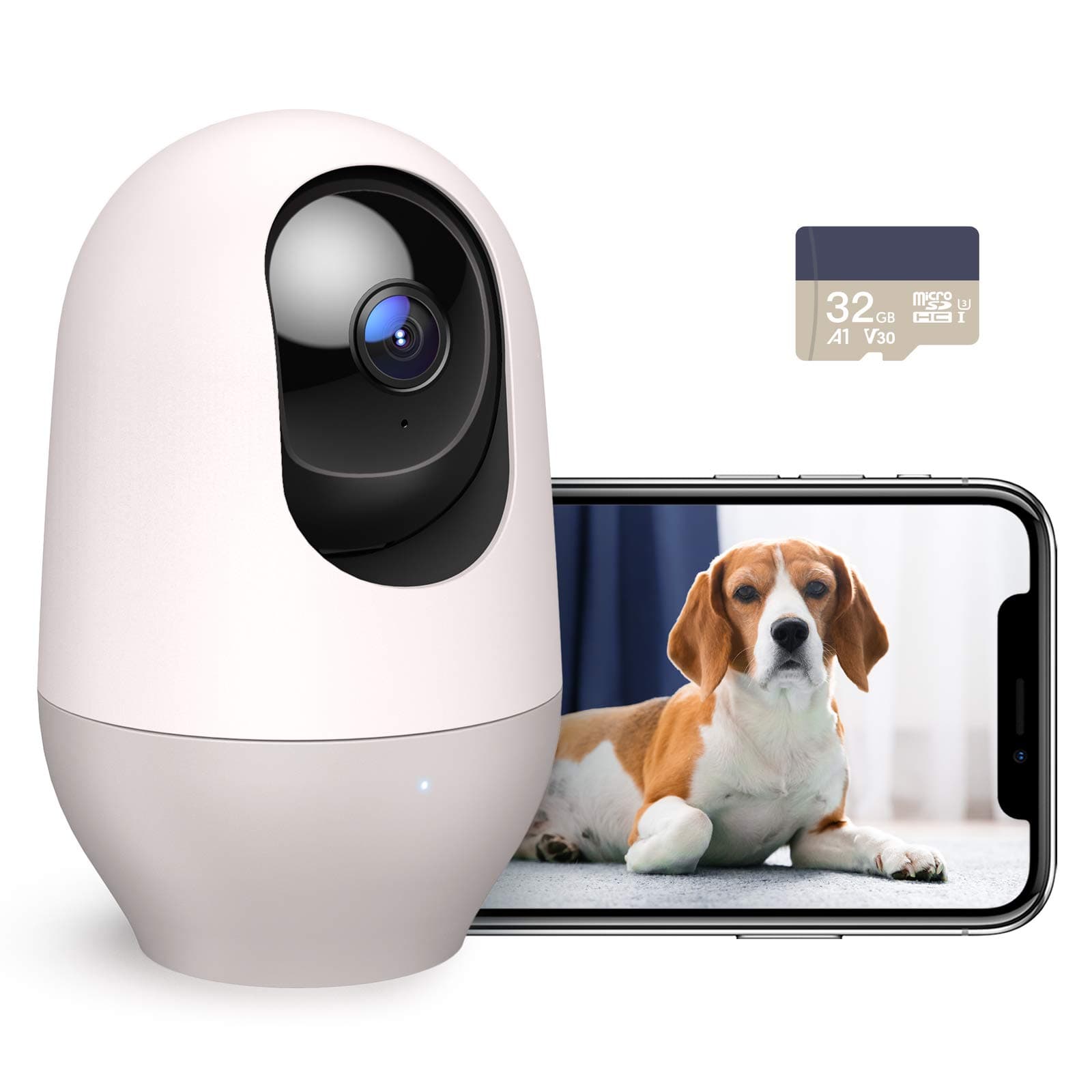 Nooie Dog Camera with SD Card, 360-degree Full HD WiFi Pet Monitoring Camera, Security Camera with Motion Tracking, Cat and Dog Monitor, Night Visi...