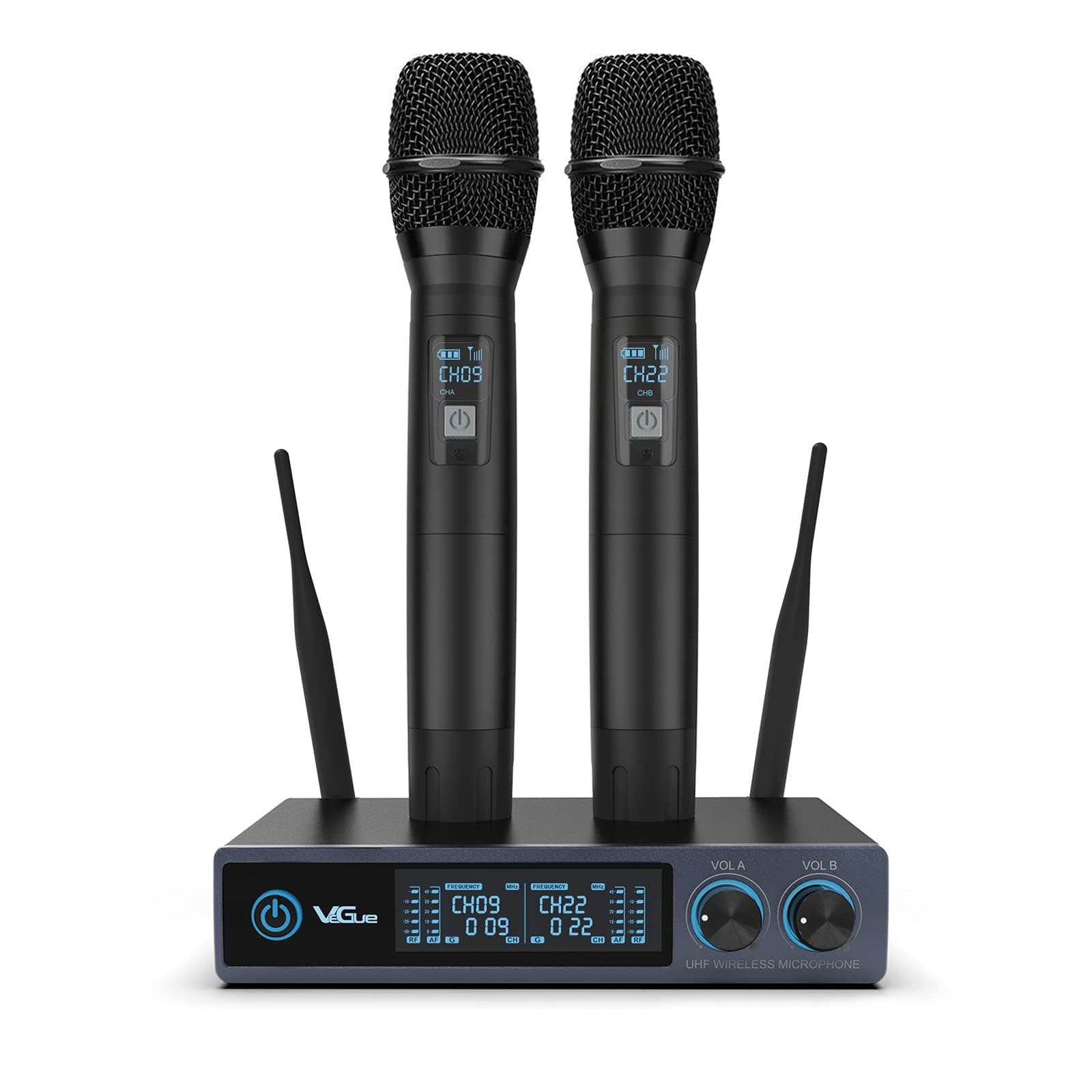 Wireless Microphone, VeGue Metal Dual Professional UHF Cordless Dynamic Mic Handheld Microphone System for Home Karaoke Party, Meeting, Church, DJ,...