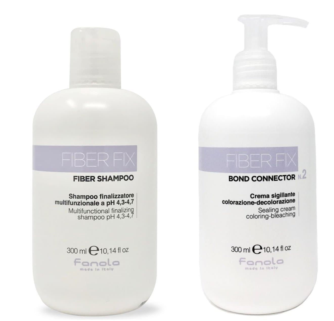 Fanola Fiber Fix Shampoo and Sealing Cream Package, 300 ML