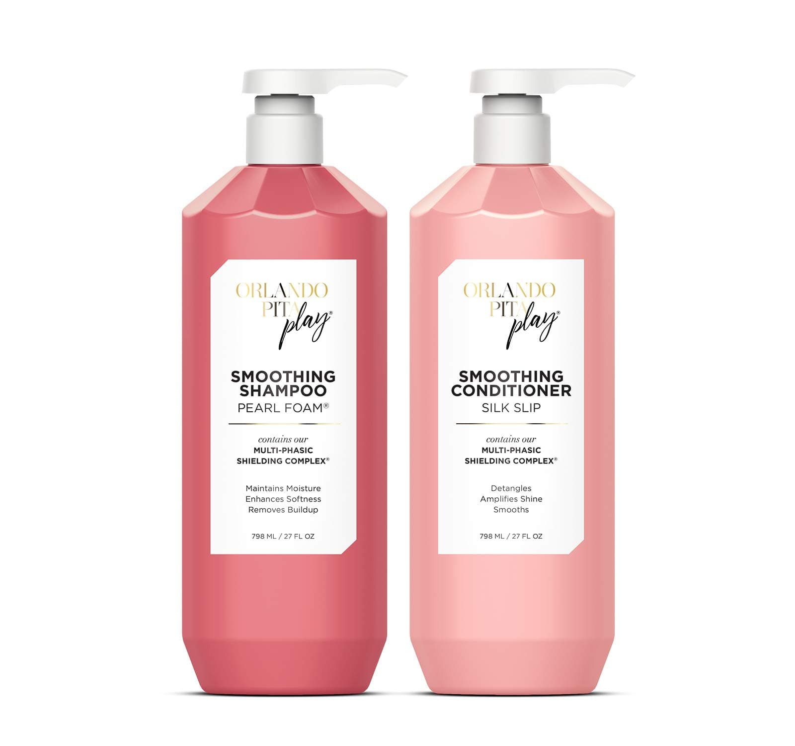 ORLANDO PITA PLAY Salon Size Smoothing Pearl Foam Shampoo & Silk Slip Conditioner Set for Textured, Damaged or Color-Treated Hair, Maintains Moistu...