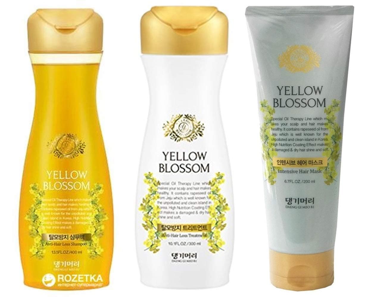 [DAENG GI MEO RI] Yellow Blossom Shampoo, Treatment And Intensive Mask Set 3 Pieces/Anti Hair Loss, Hair Shine, Scalp Nourishing and Moisturizing (...