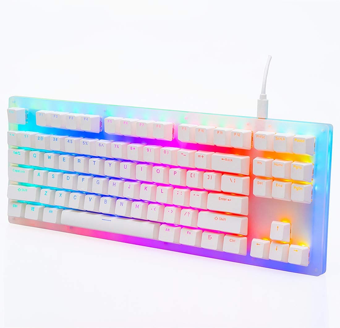 XVX Womier K87 Mechanical Gaming Keyboard Gateron Switch TKL Hot Swappable Keyboard Partitioned RGB Backlit Compact 87 Keys for PC PS4 Xbox (White,...