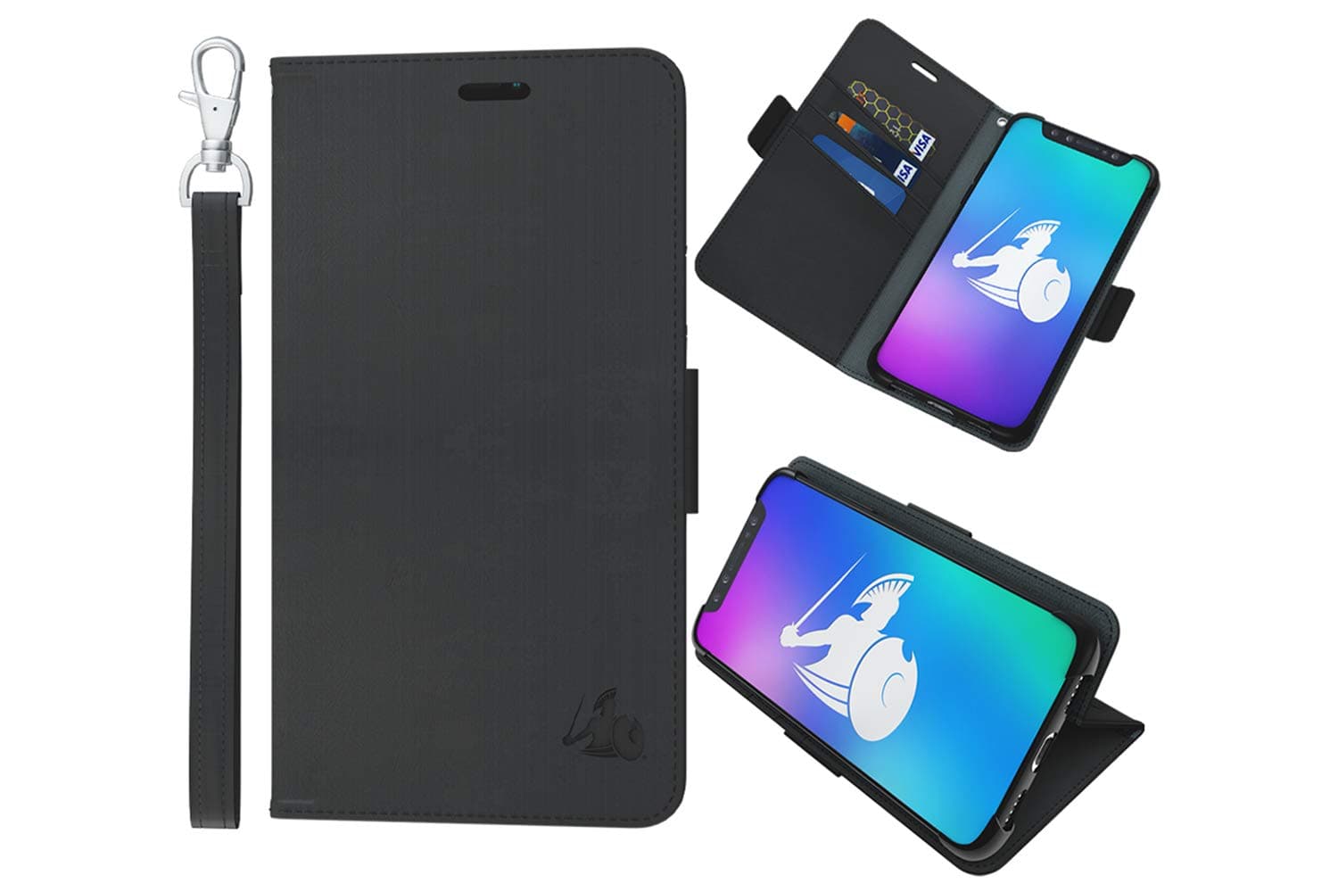 DefenderShield EMF Protection & 5G Anti Radiation iPhone 11 Pro Max Case - RFID Blocking EMF Shield Detachable Wallet Case w/Wrist Strap (Black)