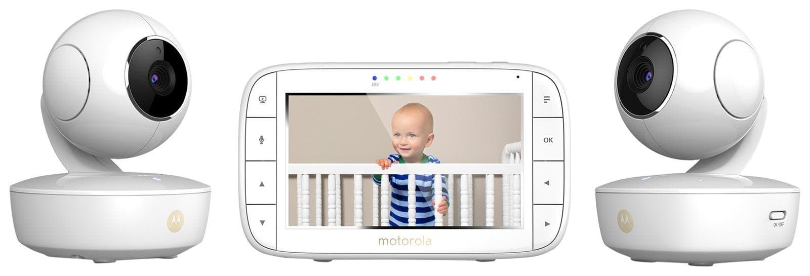 motorola MBP36XL-2 Portable Video Baby Monitor, 5-inch Color Screen, 2 Rechargeable Cameras with Remote Pan, Tilt, and Zoom, Two-Way Audio, and Roo...