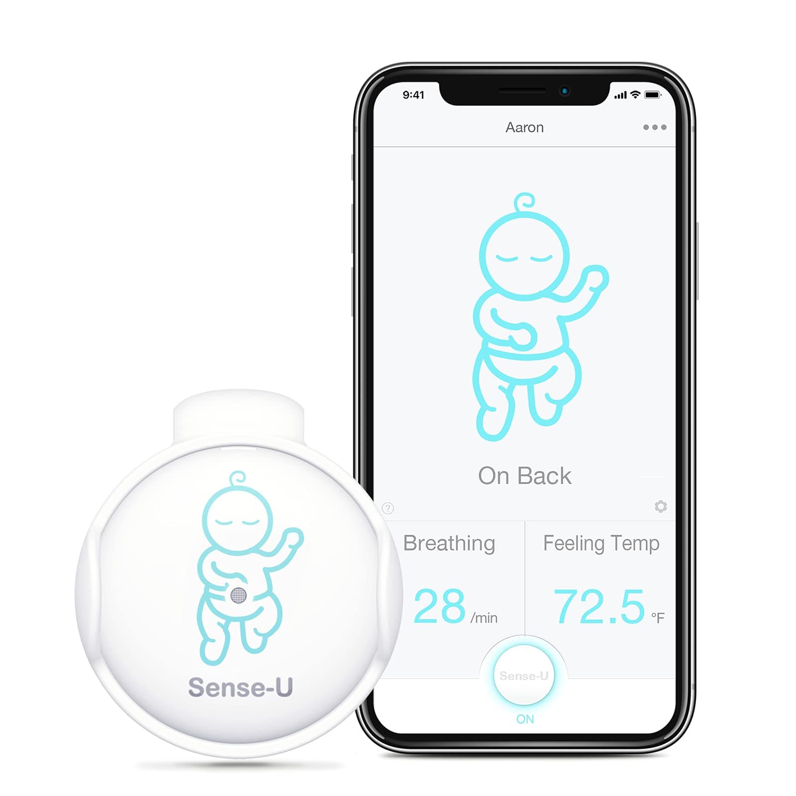 Sense-U Baby Breathing Monitor - Tracks Baby's Breathing Movement, Temperature, Rollover and Sleeping Position for Baby Safety with Audio Alarm...