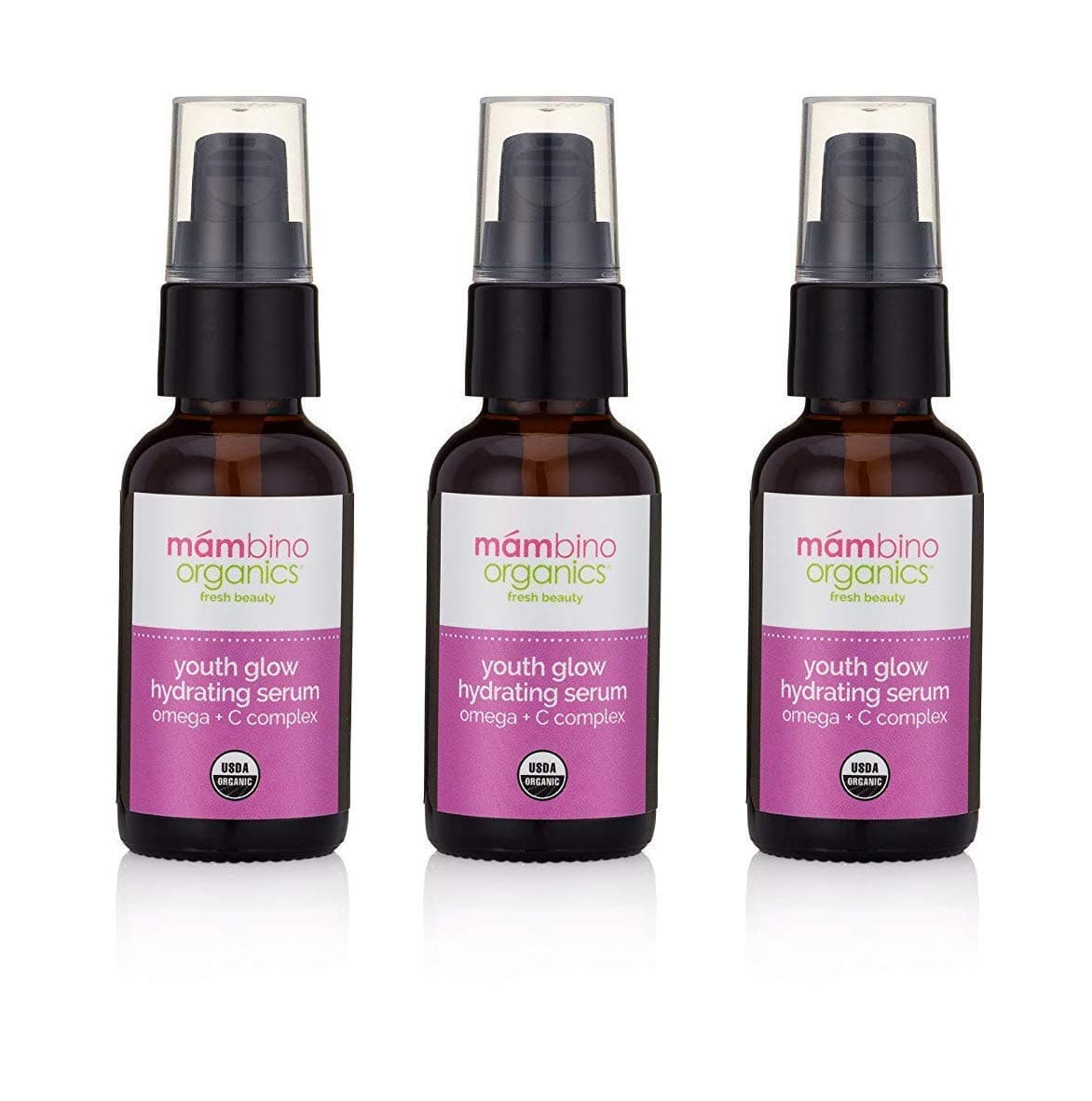 Mambino Organics Youth Glow Hydrating Serum – All Natural Vitamin C & Omega Complex Serum for Face - 1 fluid ounce (3PACK)