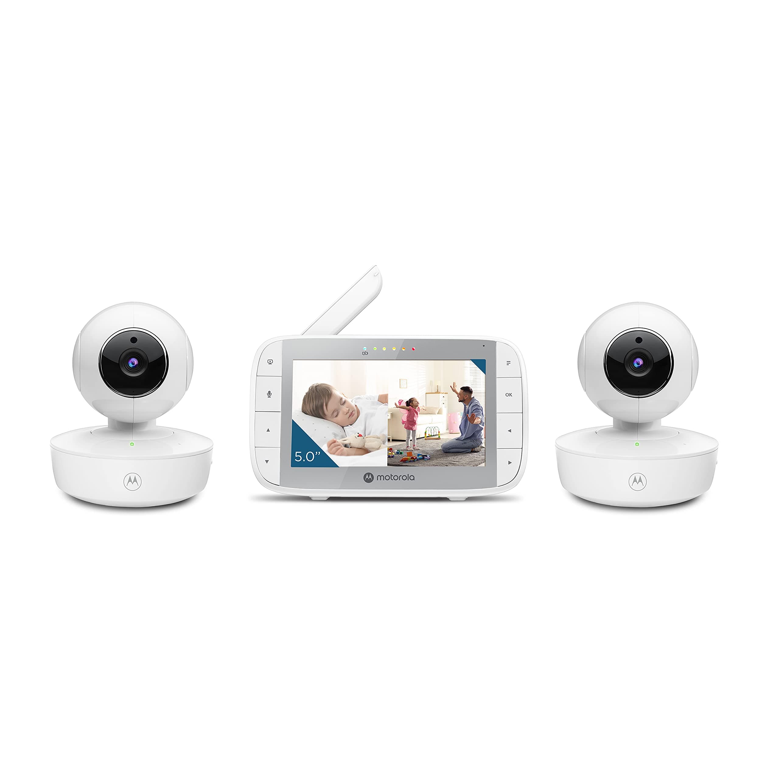 Motorola Baby Monitor VM36XL Portable Video Baby Monitor with 2 Cameras, 1000ft Range 2.4 GHz Wireless 5" Split Screen, Two-Way Audio, Remote P...