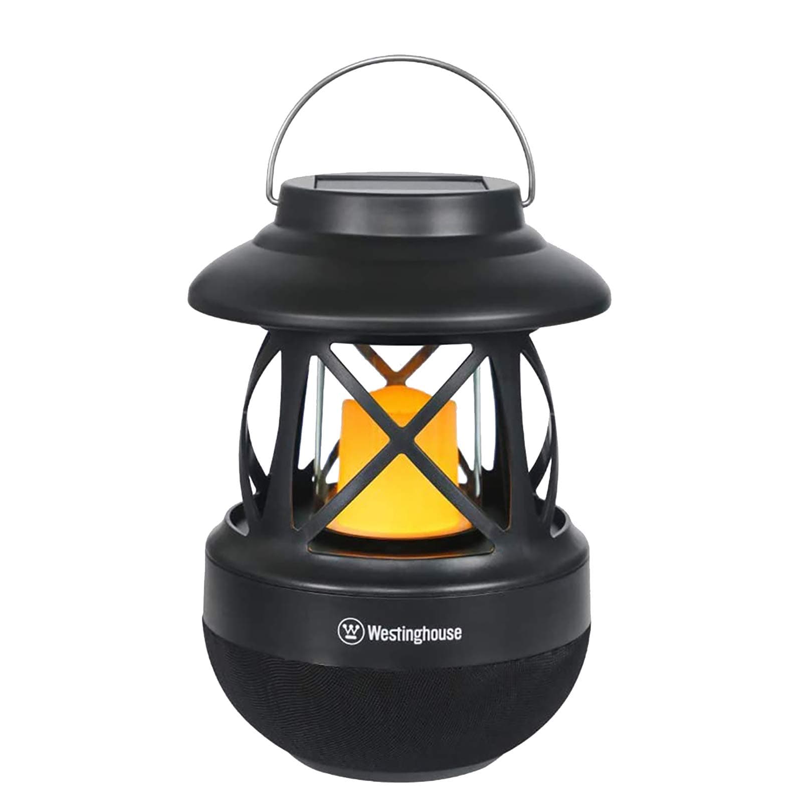 Westinghouse Solar Outdoor Bluetooth Speaker with Light, Rechargeable Atmosphere LED Table Lamp, Weather Resistant Decorative Candle Lantern with S...