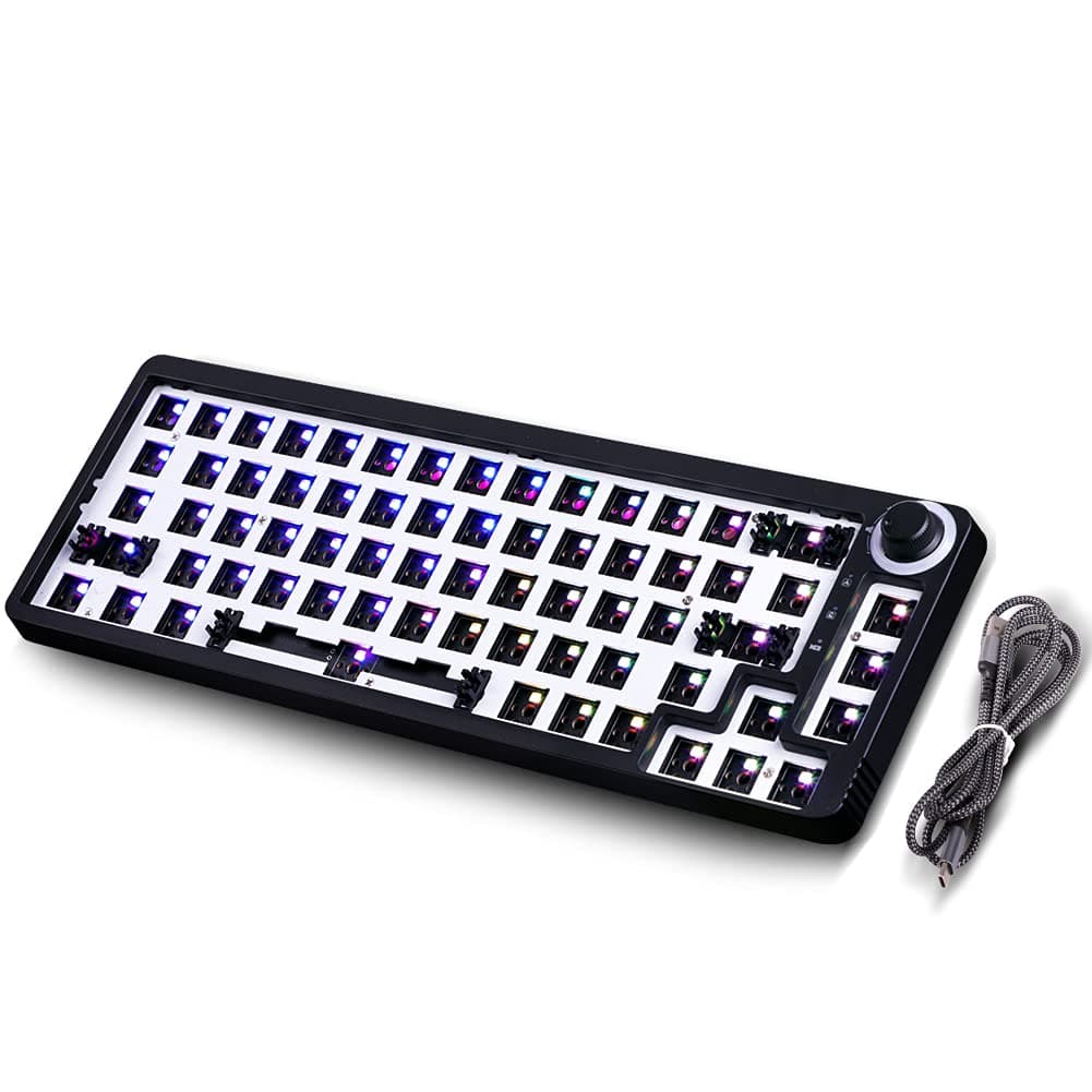 GK68 RGB Hot-Swappable Programmable Junction Box Can Be Replaced with Switch DIY Mechanical Keyboard Kit, Support AKKO, Cherry MX, Gateron, Kailh M...