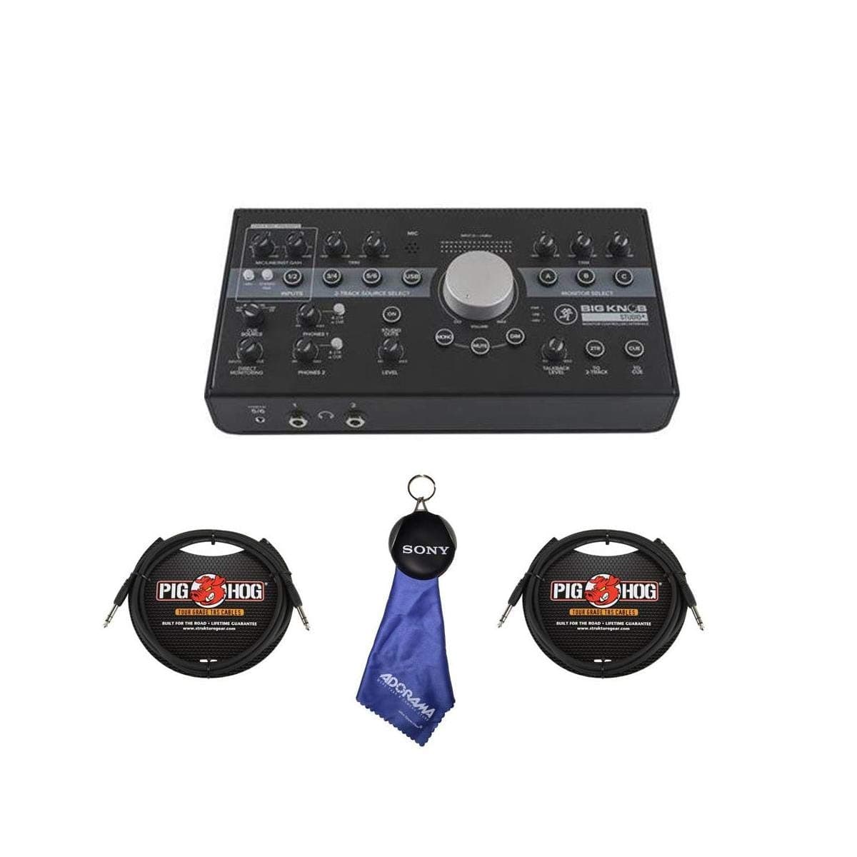 Mackie Big Knob Studio+ Monitor Controller and Interface, 4x Sources and 3x Monitor Pairs, 2x4 Recording Interface - With 2x 6' 1/4in TRS to 1/...