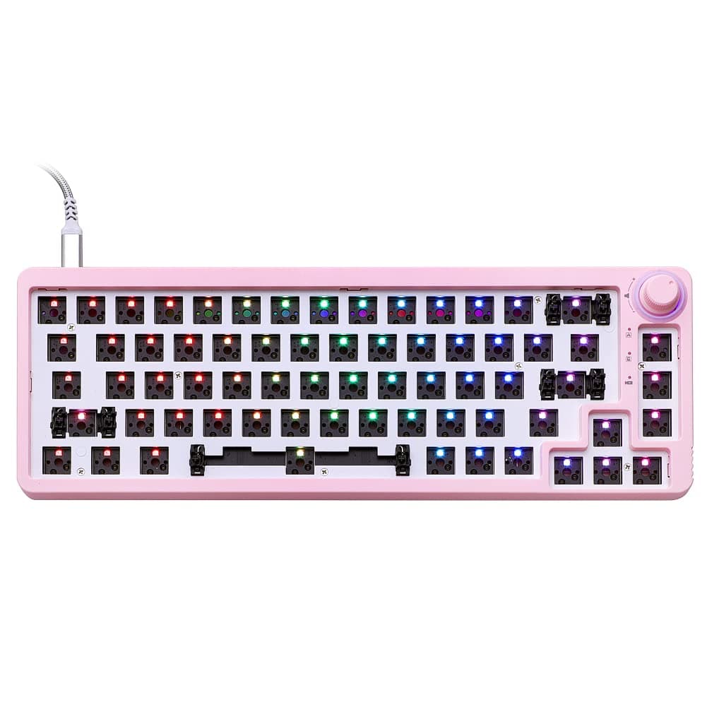 GK68 RGB Hot-Swappable Programmable Junction Box Can Be Replaced with Switch DIY Mechanical Keyboard Kit, Support AKKO, Cherry MX, Gateron, Kailh M...