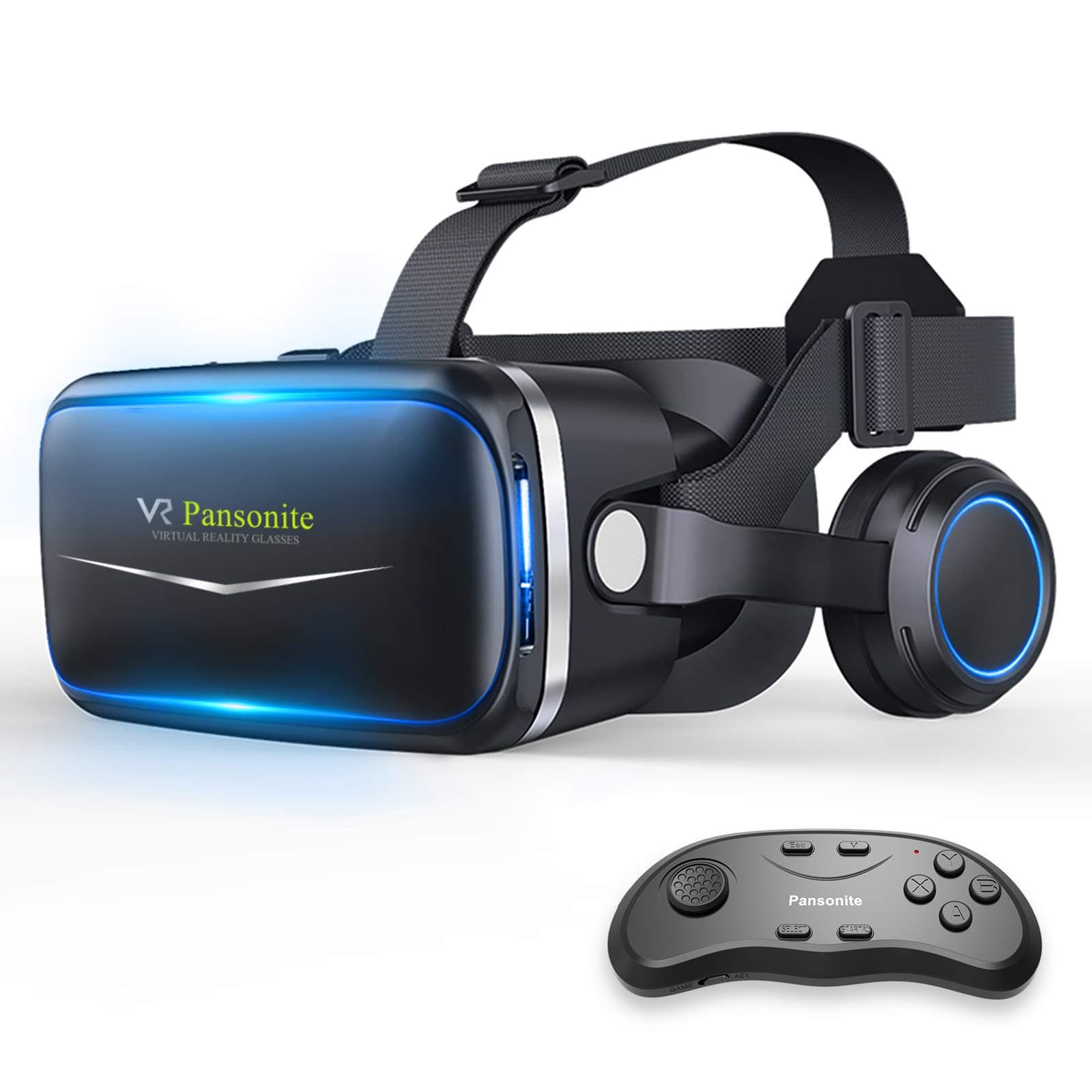 Pansonite VR Headset with Remote Control, 3D Glasses Virtual Reality Headset for VR Games & 3D Movies, Eye Care System for iPhone and Android Smart...