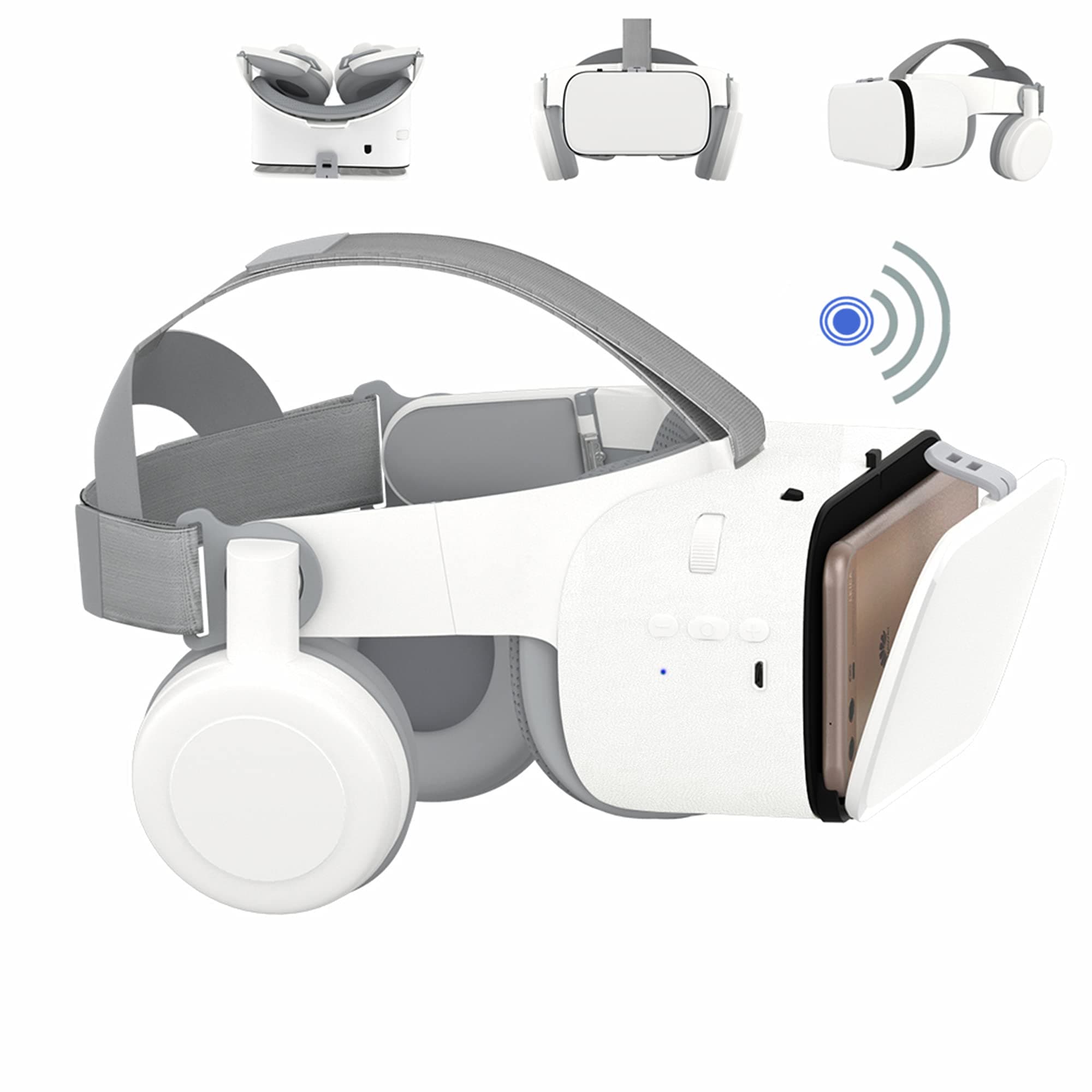 LONGLU VR Headset for iPhone & Android Phones, 3D Virtual Reality Wireless Bluetooth Glasses Goggles with Remote Controller for Play Game Watching ...