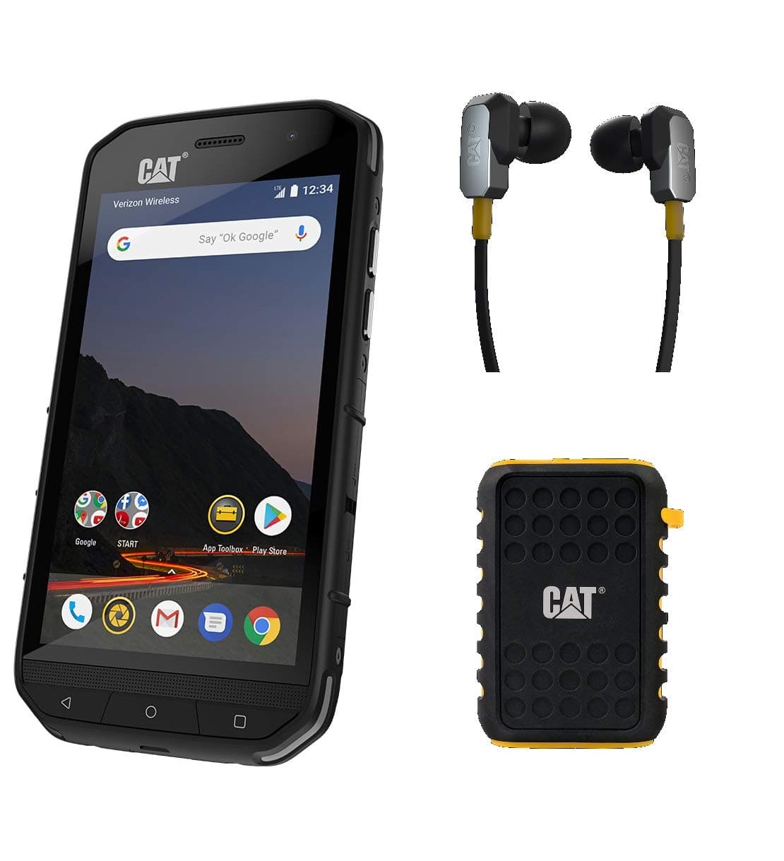 CAT S48C Single SIM Verizon Unlocked Smartphone Bundle with Active Urban 10000mAh Rugged Power Bank, Rugged Earphones and 2 Years Warranty