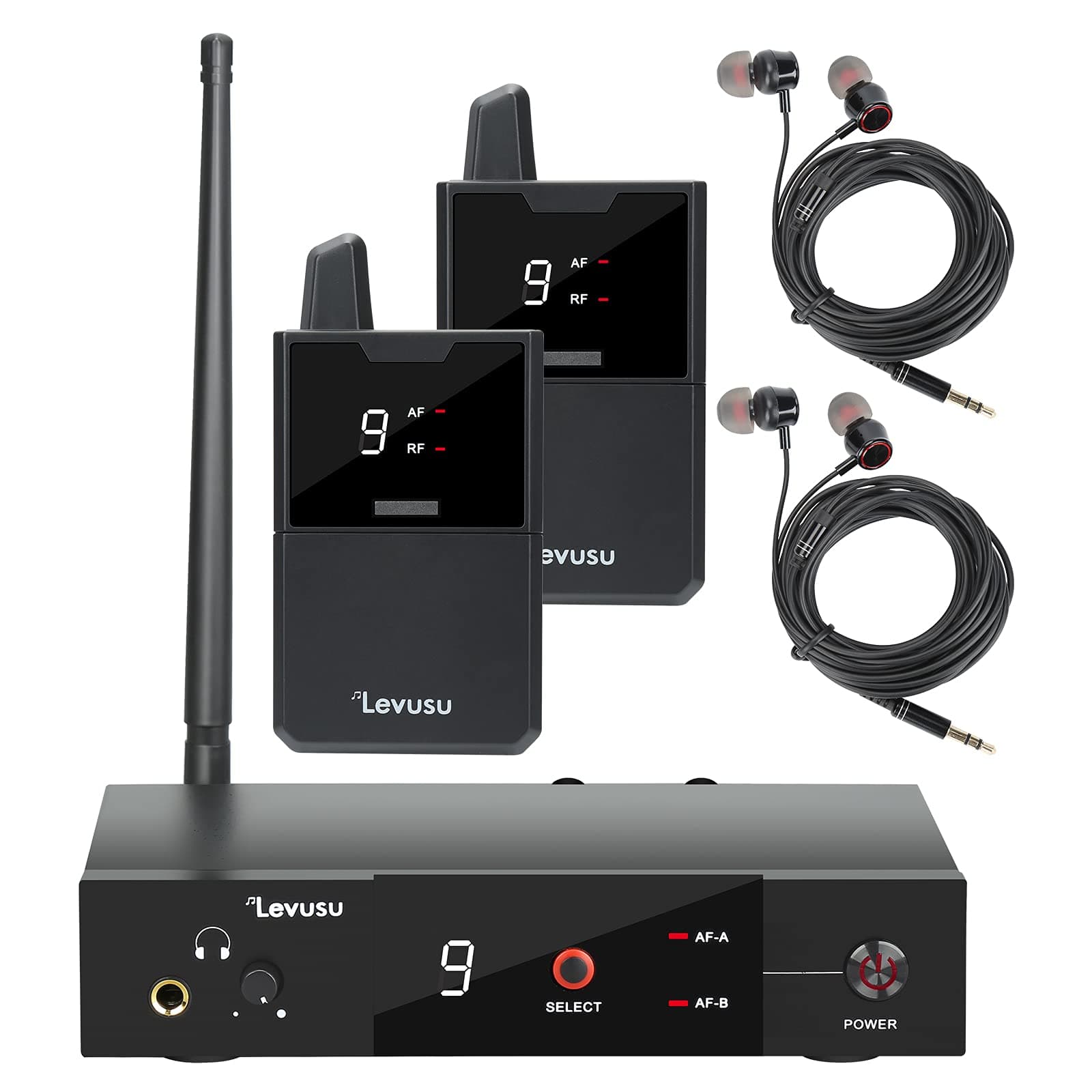 Pro UHF Dual Wireless in-Ear Monitor System with Earphone,180Ft, Rack Mount, Professional IEM Stereo System Transmitter and Beltpack Receiver for S...