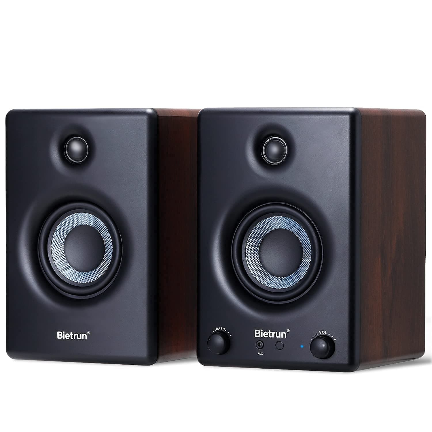 4" Studio Monitors Pair-Bietrun, 60W 2.0 Active Stereo Audio Near Field Bookshelf Music Speakers with Bluetooth, Optical, Coaxial, 1/8 Aux, XLR...