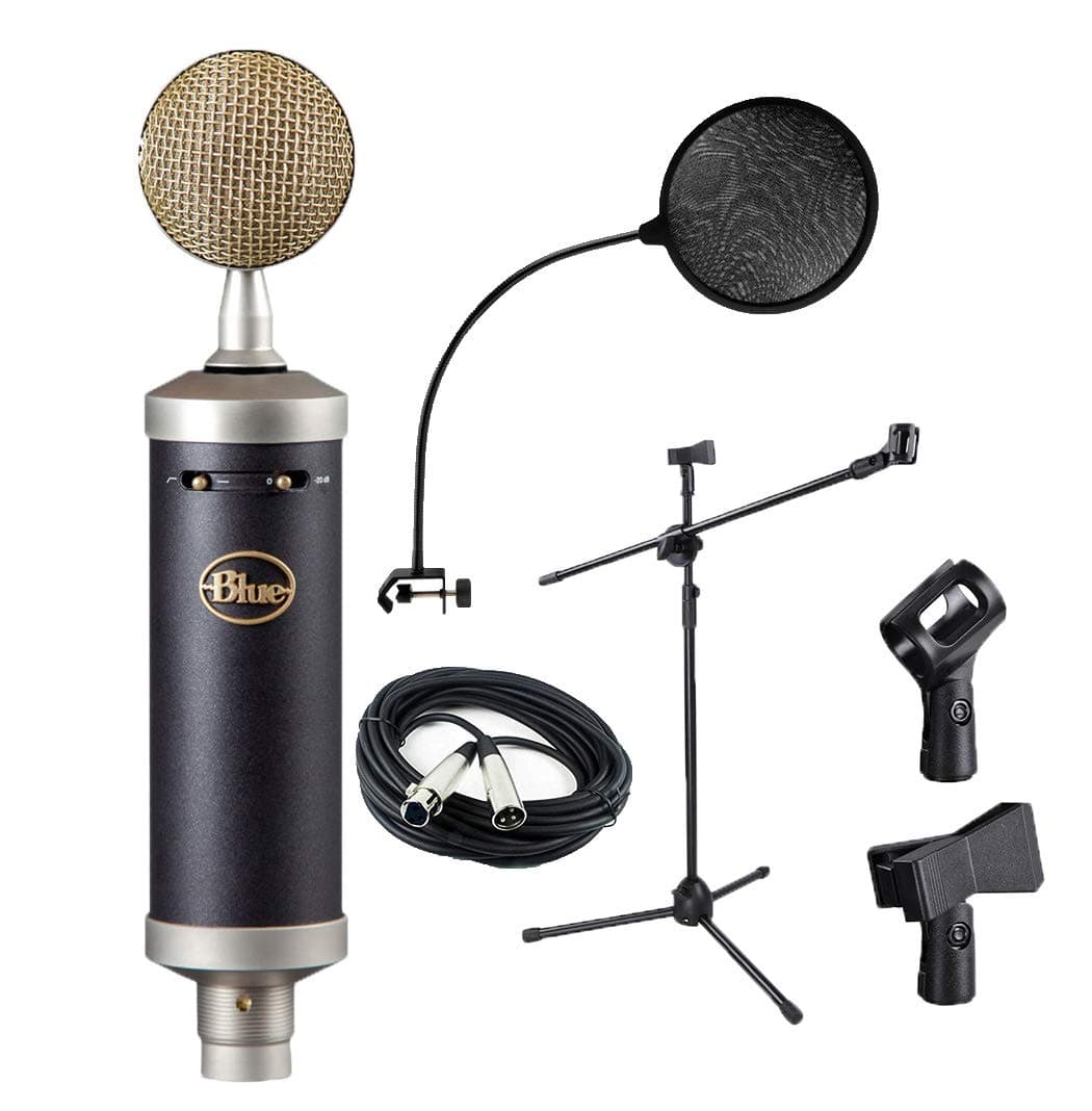 Blue baby bottle SL Large Condenser Microphone,Mic Stand,Mic Clip,XLR Cable,Pop Filter