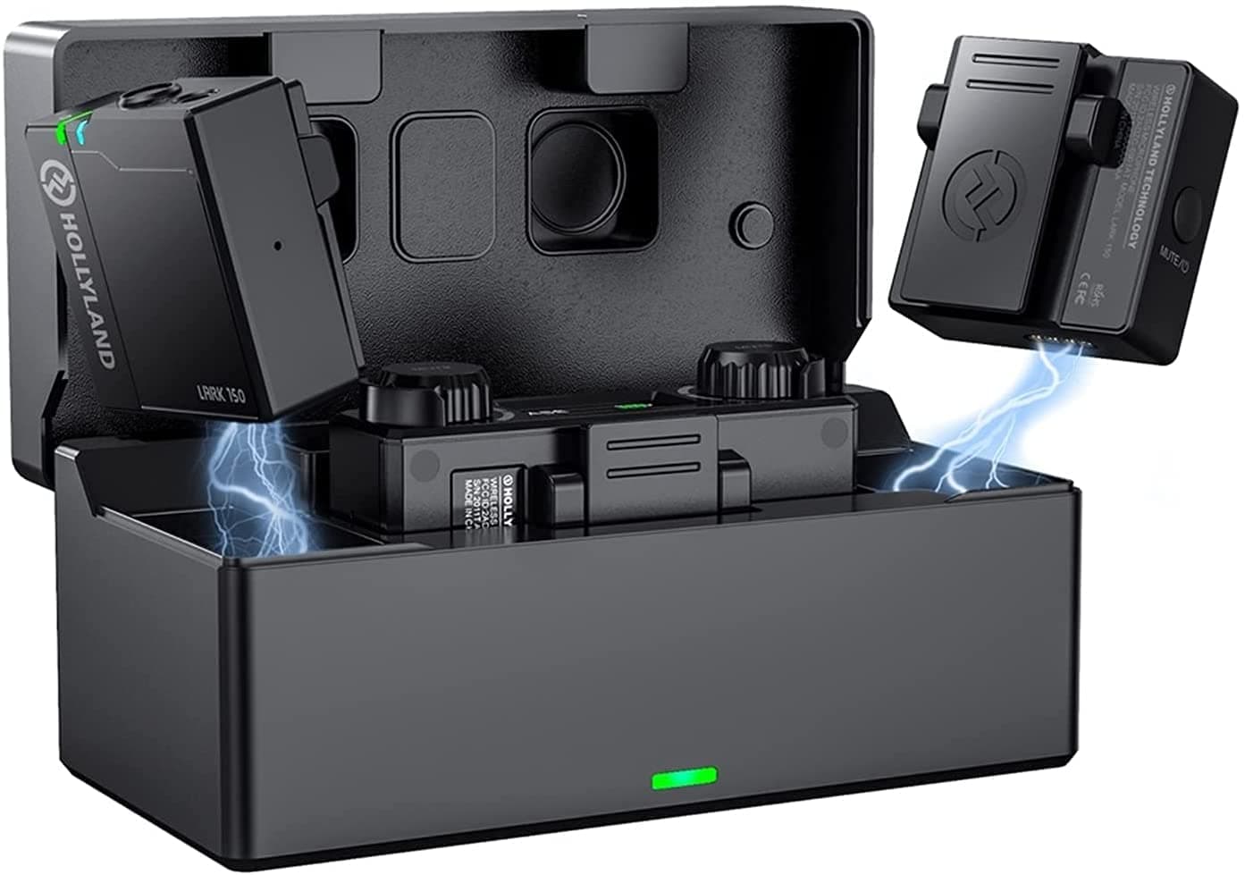 Wireless Lavalier Microphone Hollyland Lark 150 - Compact Wireless Microphone System Charging Case & 2 Transmitters & 1 Receiver Professional Mini ...