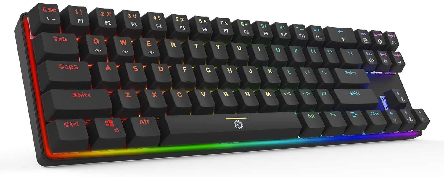 DREVO Calibur 71-Key RGB LED Backlit Wireless Bluetooth 4.0 / Wired USB Gaming Mechanical Keyboard Brown Switch-Black