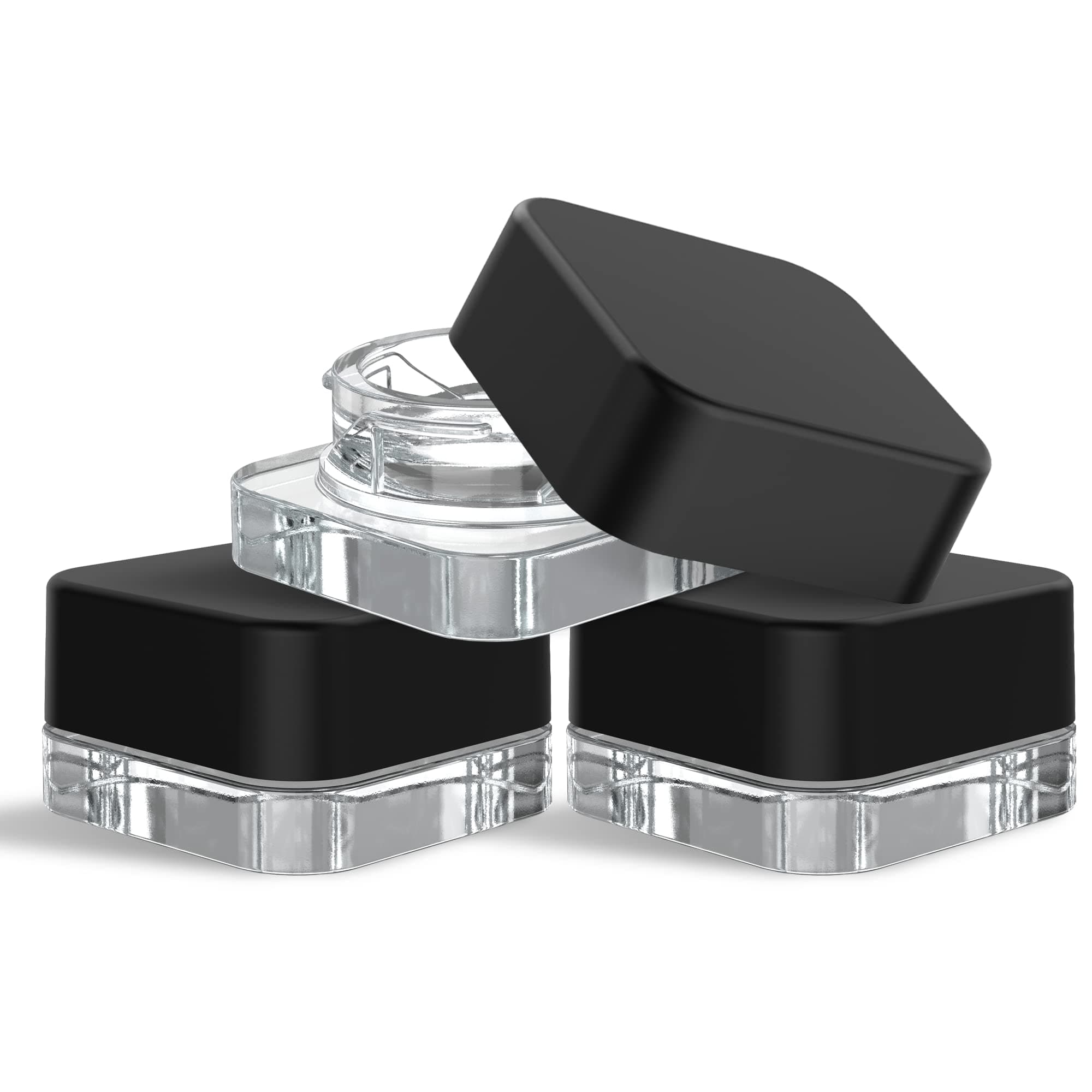 (200 Pack) 5ml Thick Glass Square Containers with Black Child Resistant Lids - Concentrate Jars for Oil, Lip Balm, Wax, Cosmetics