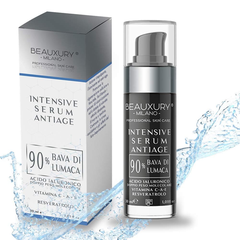 Made In Italy 90% Snail Mucin, Ultra Anti-Aging Serum, Pure Hyaluronic Acid, Resveratrol, Vitamin A C E, Aloe Vera, Anti Aging Wrinkle, Moisturizin...