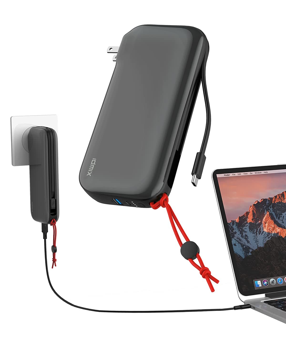 IDMIX Portable Charger 20000mAh-USB C Power Bank with Built-in AC Wall Plug, External Battery Pack Fast Charging with 1 USB-C Charge Cable, Battery...