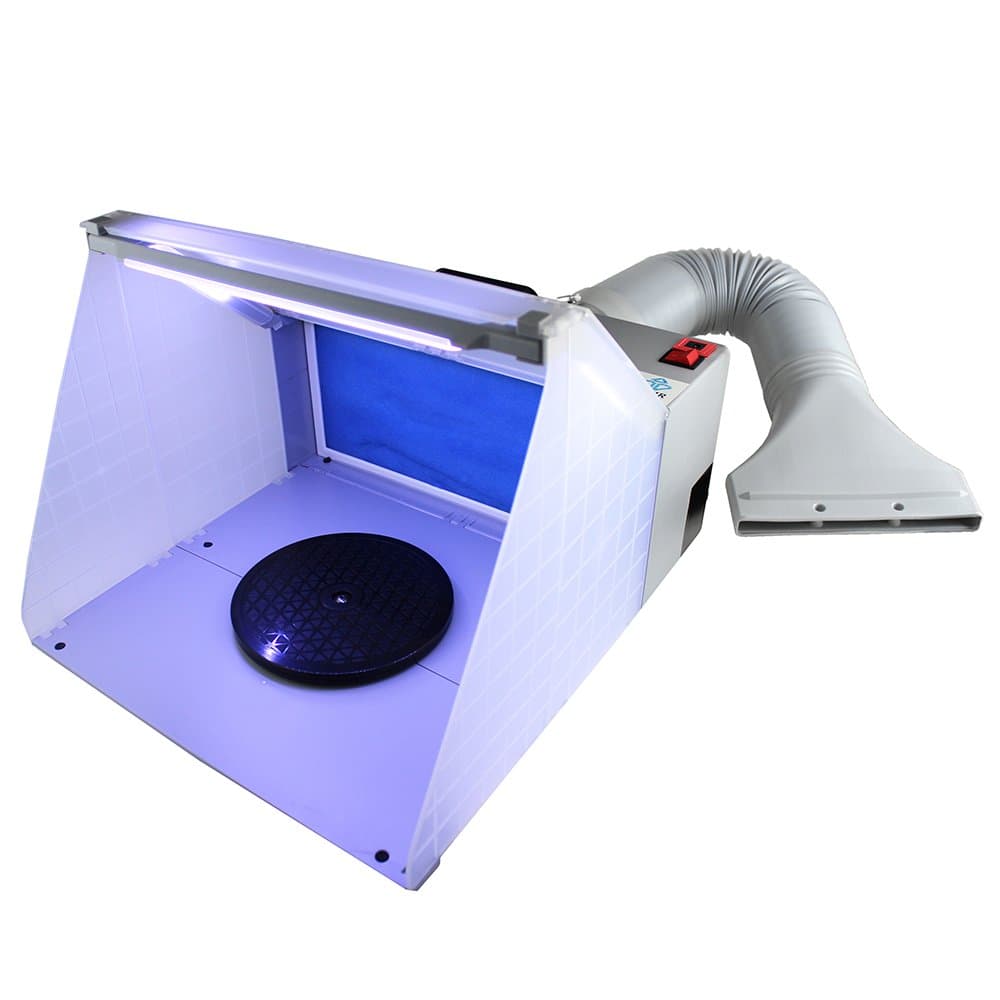 OPHIR Portable Hobby Airbrush Spray Booth Exhaust Filter Extractor Set with LED Light and Turntable Stand for Art Craft Model Cake Nails T-Shirts 5...