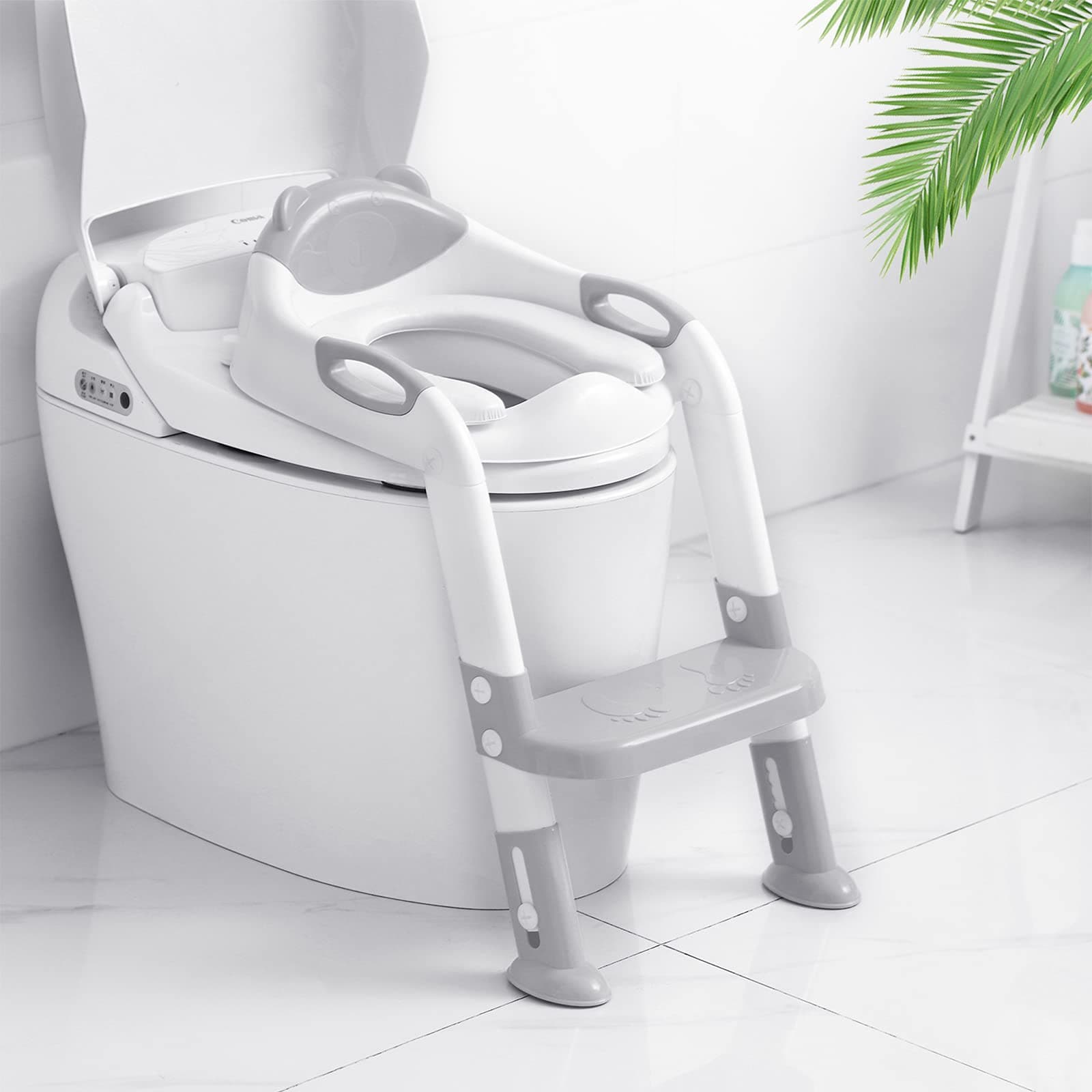 Victostar Potty Training Seat with Step Stool Ladder, Foldable Potty Training Toilet for Kids Boys Girls Toddlers-Comfortable Cushion Safe Handle A...