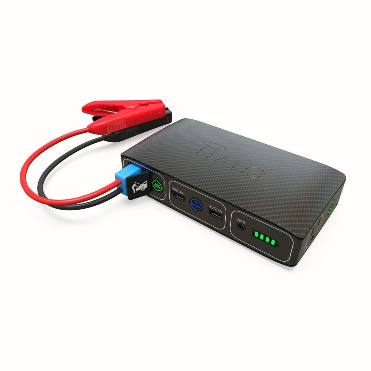 HALO Bolt 58830 mWh Portable Phone Laptop Charger Car Jump Starter with AC Outlet and Car Charger - Black Graphite