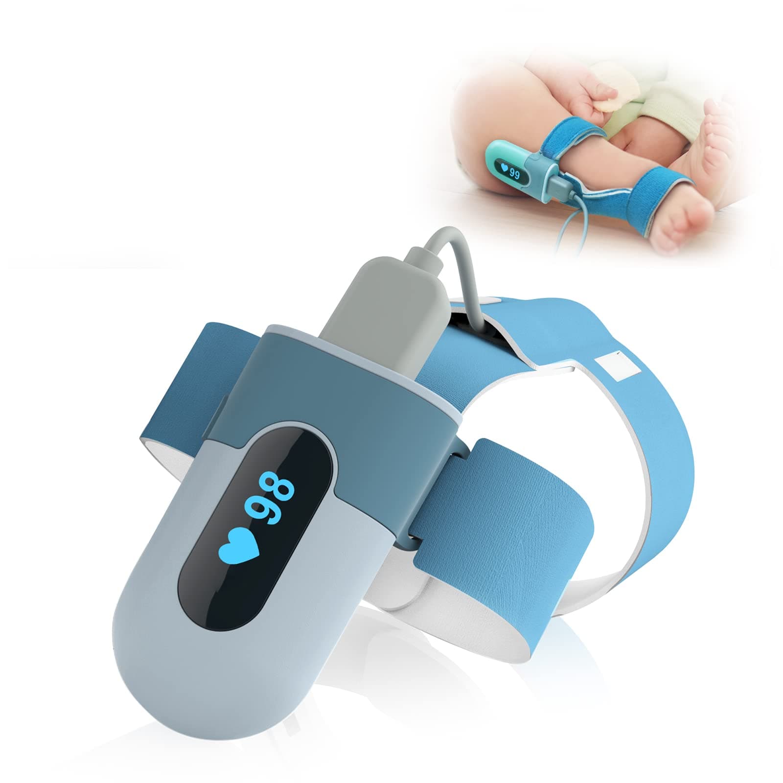 Baby Foot Monitor,Track Heart Rate, Wearable with Bluetooth, Fits Babies 0-36 Months