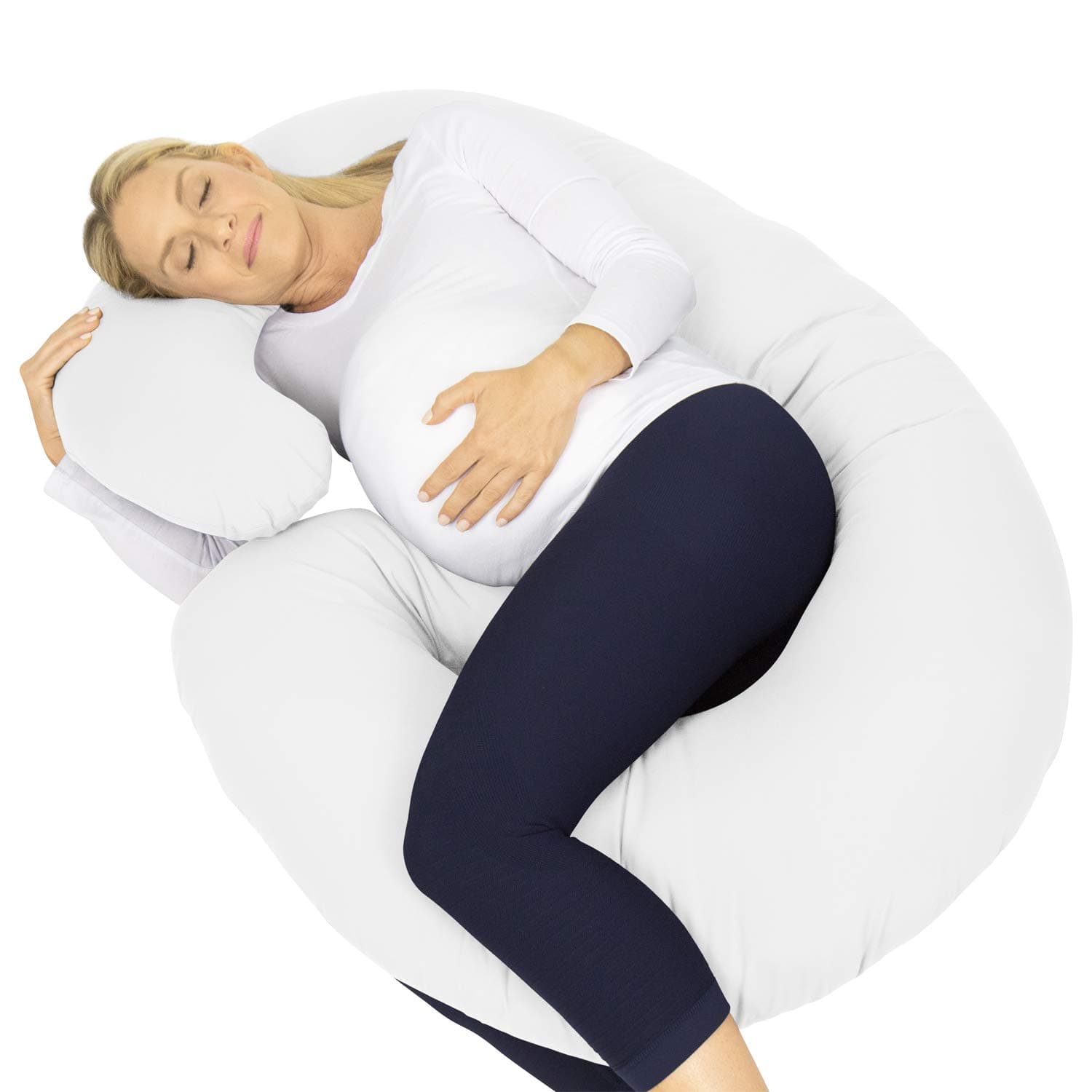 Xtra-Comfort Maternity Pillow - Full Body C Shaped Side Sleeper Cushion for Baby, Women, Men, Kids - Extra-Firm Support for Soft Snuggle, Whole Bac...