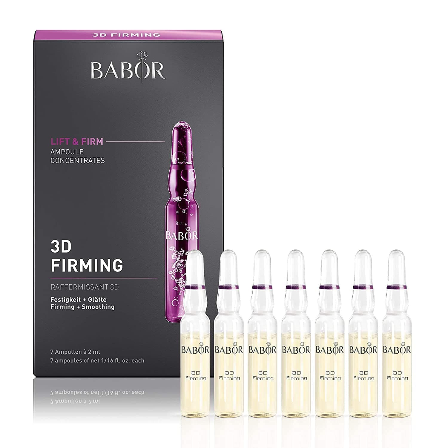 BABOR 3D Firm Ampoule Serum Concentrates | Hyaluronic Acid Smoothing Face Treatment for Elasticity and Firmness | Remodels the Facial Contours and ...