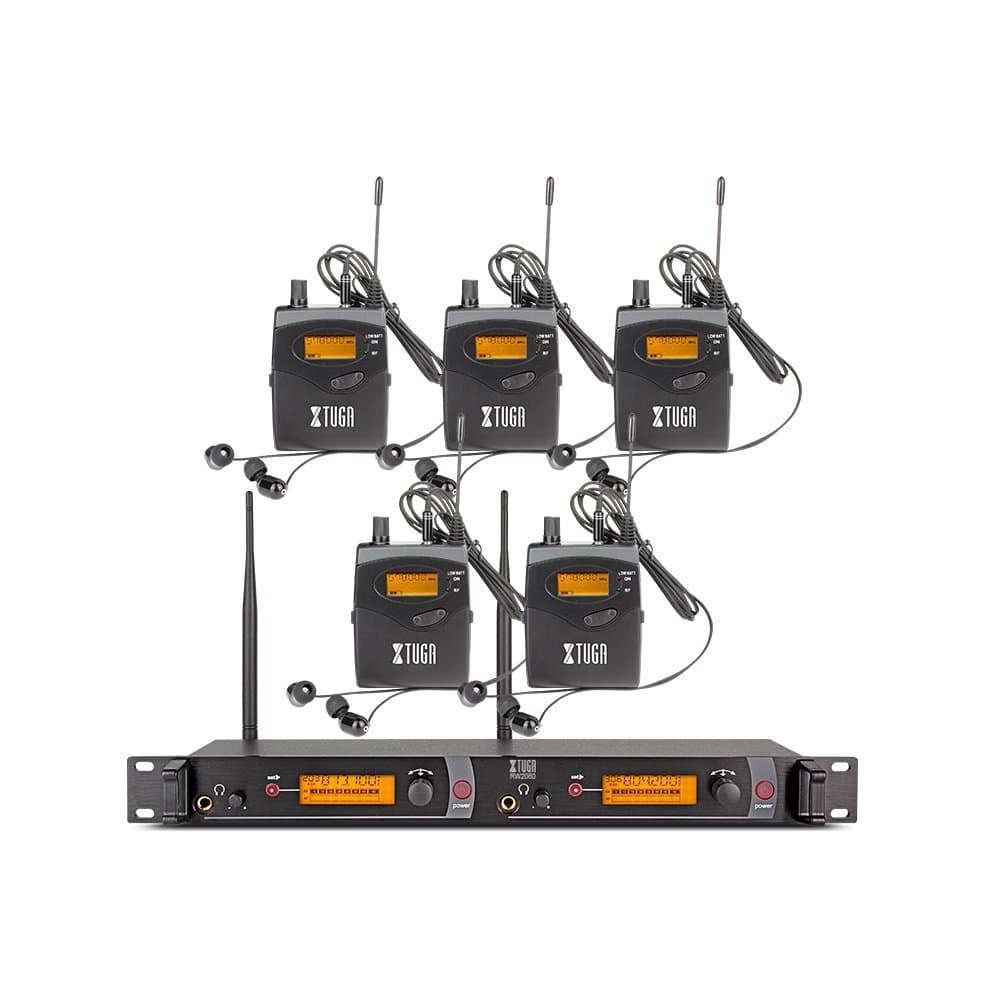 XTUGA RW2080 Rocket Audio Whole Metal Wireless in Ear Monitor System 2 Channel 5 Bodypacks Monitoring with in Earphone Wireless Type Used for Stage...