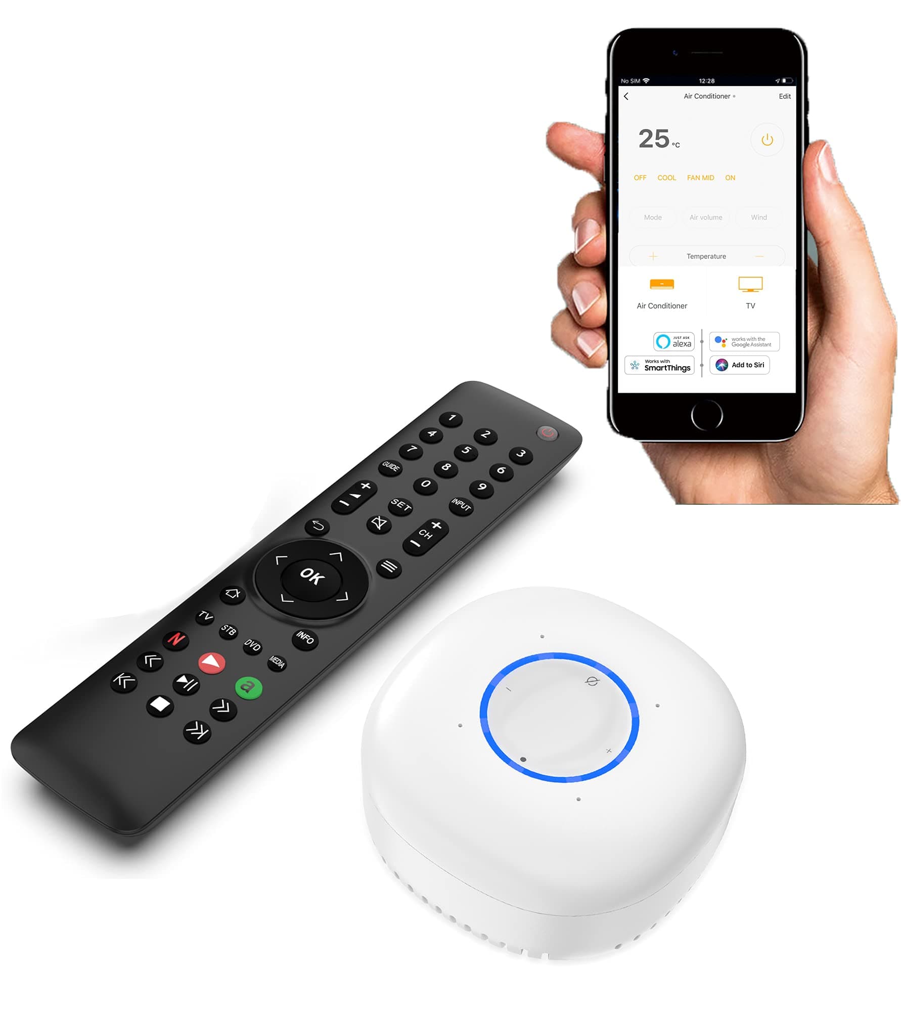 Smart Home Hub with Speaker | Universal Remote Control | with IR Blaster, Alexa Built-in | App/Voice Controller | for Alarm System, AVS Gateway