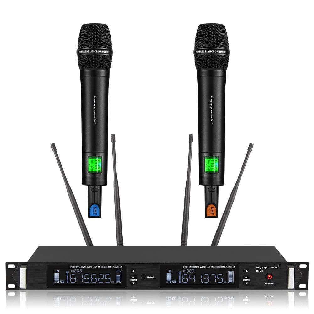 200 Channel 4 Antenna Diversity Dual UHF Professional Wireless Microphone System Up to Range 350ft 10 Sets of Used at The Same time Karaoke, Meetin...
