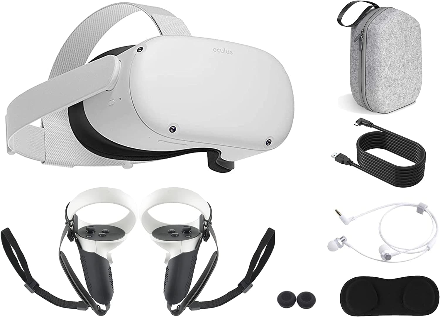 2021 Oculus Quest 2 All-In-One VR Headset, Touch Controllers, 256GB SSD, Glasses Compatible,3D Audio,Marxsol Bundle:Carrying Case, Earphone,10Ft Li...