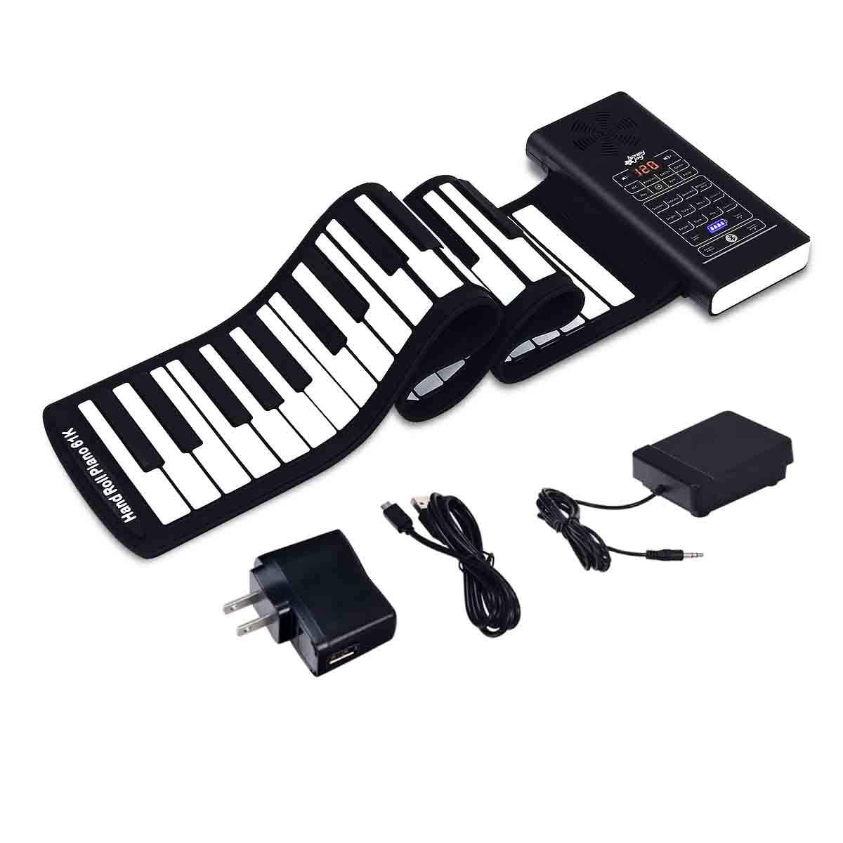 61 Keys Portable Keyboard Piano, Safeplus Electric Roll Up Flexible Silicone Piano Keyboard for Kids Beginners Adults Gift Support MP3 Player Bluet...