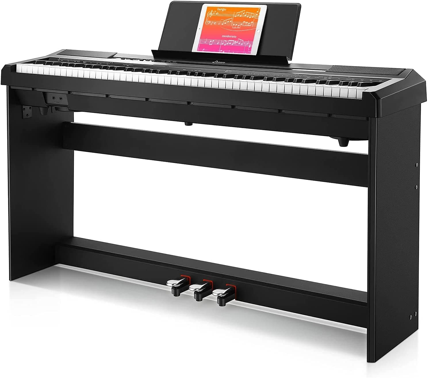 Donner DEP-10 Beginner Digital Piano 88 Key Full Size Semi Weighted Keyboard, Portable Electric Piano With Furniture Stand/Triple Pedals/Power Supply