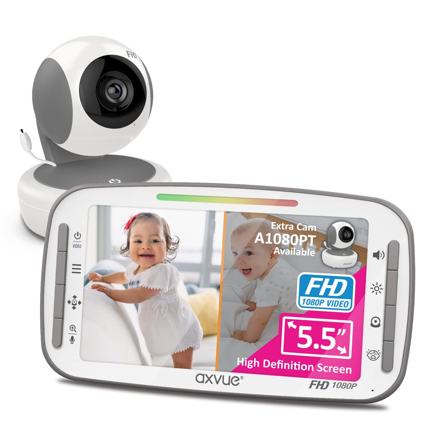 Video Baby Monitor,1080P Full HD Ultra Clear Image Quality,5.5" IPS Screen Monito,Pan Tilt Camera,Range up to 1000ft,18h Battery Life,2-Way Tal...