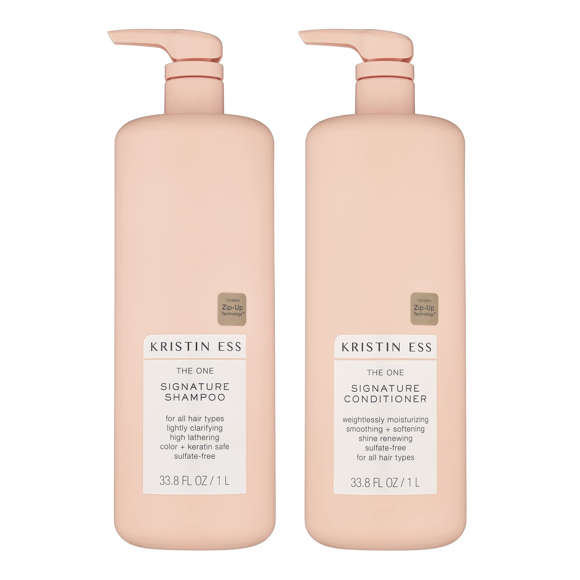 Kristin Ess Hair One Signature Shampoo + Conditioner Bundle - Avocado Oil, Castor Oil - Lightly Clarifying, Sulfate Free, Hydrating, Moisturizes, S...