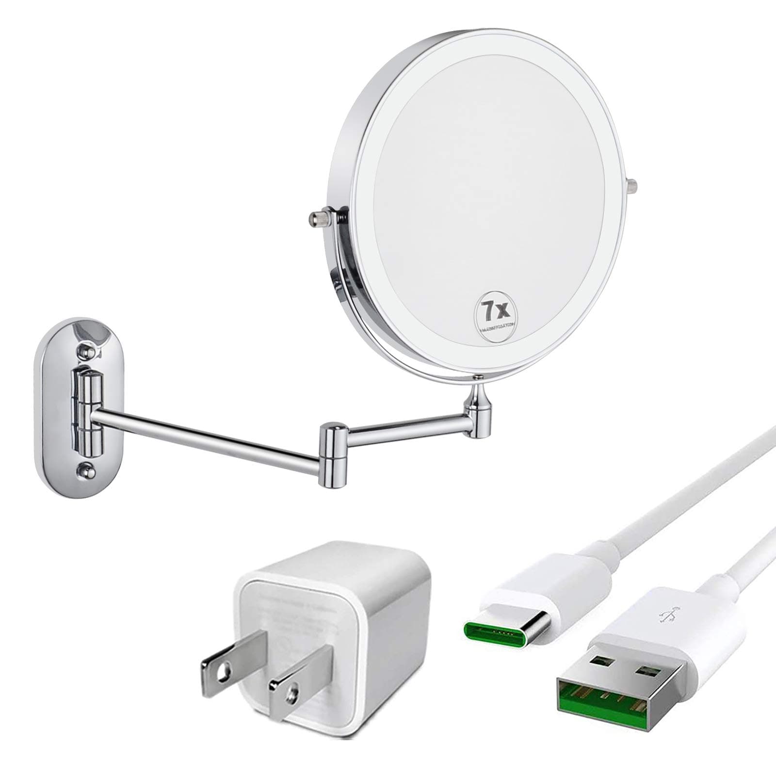 GURUN Rechargeable Wall Mounted Makeup Mirror with 3 Colors Mode LED Lights 7X Magnification,4000mAh Rechargeable Battery,8 Inch Touch Screen Vanit...
