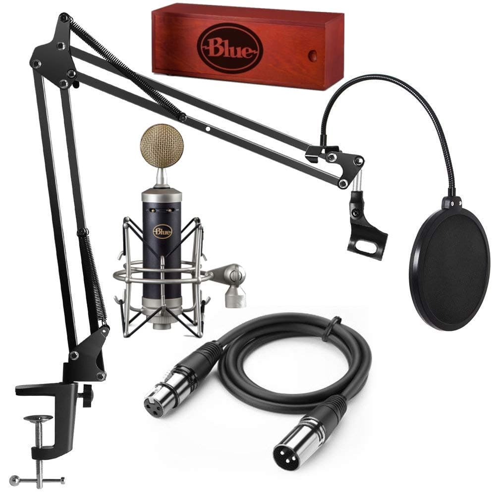 Blue Microphones Baby Bottle SL Condenser Microphone Podcast Recording bundle with Gooseneck Pop Filter, Boom Arm and XLR Cable